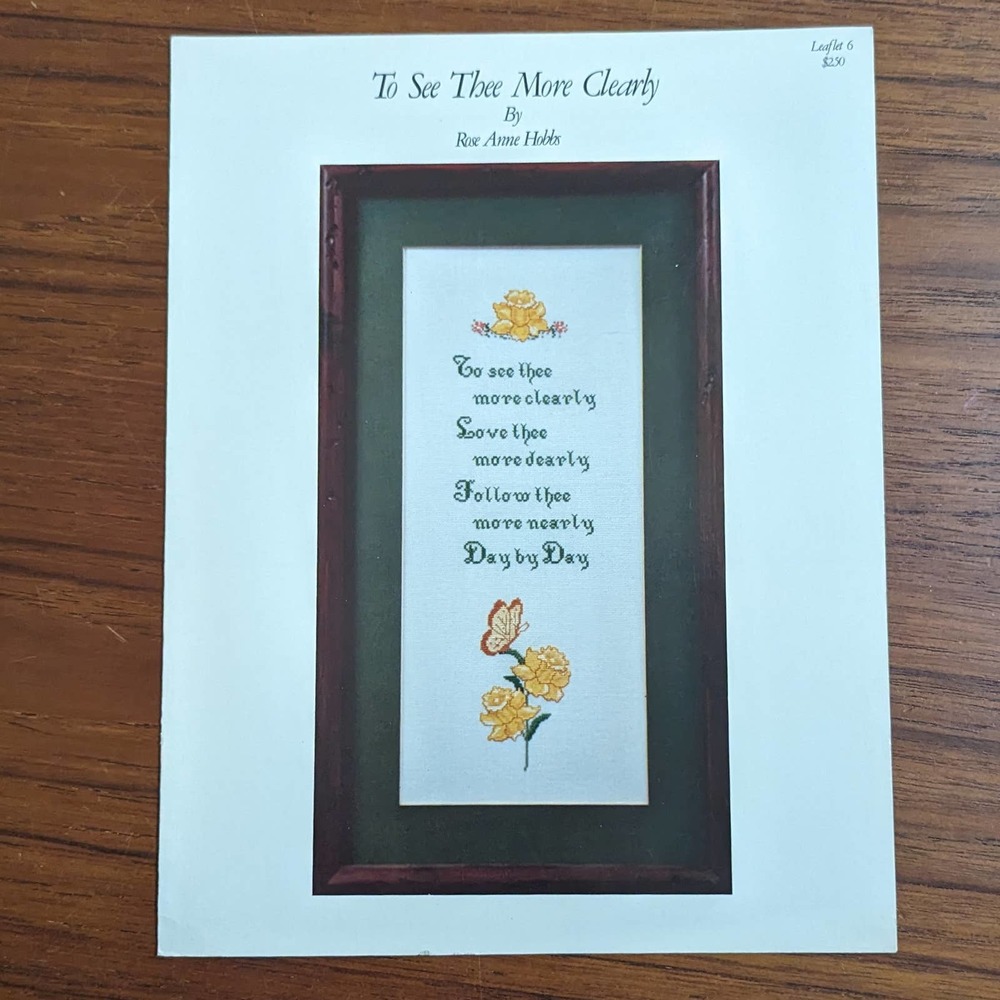 To See Thee More Clearly Cross Stitch Pattern 1977